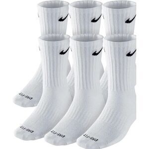Nike Dri-FIT Cushion Crew Training Socks 6-Pack White Black Swoosh Large